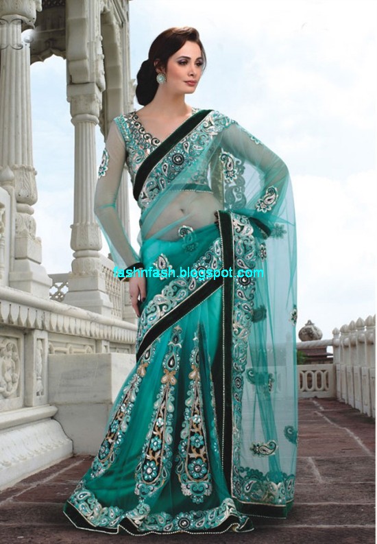 Saree-Designs-Lehanga-Choli-Style-Embroidered-Bridal-Party-Wear-Sari-New-Fashion-Clothes-2