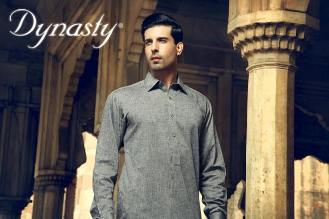 Mens-Wear-Cotton-Embroidered-Kurta-Pajama-By-Dynasty-Fabrics-New-Fall-Collection-2013-14-1