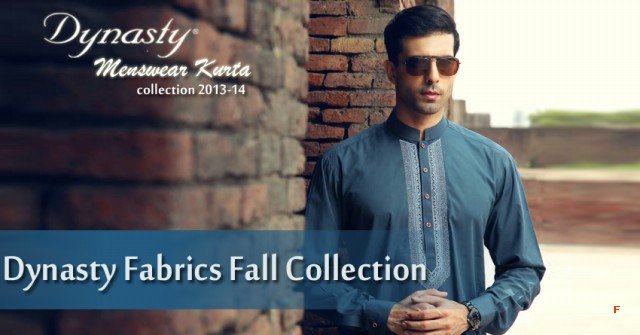 Mens-Wear-Cotton-Embroidered-Kurta-Pajama-By-Dynasty-Fabrics-New-Fall-Collection-2013-14-