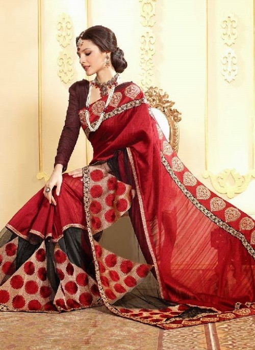 Beautiful-Girls-Women-Wear-Christmas-Exclusive-Saree-Dress-New-Fashion-Red-Suits-Design-14