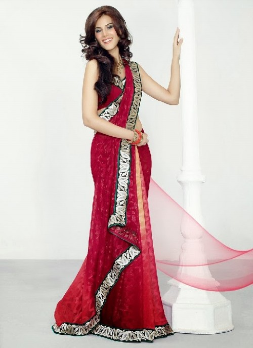 Beautiful-Girls-Women-Wear-Christmas-Exclusive-Saree-Dress-New-Fashion-Red-Suits-Design-9