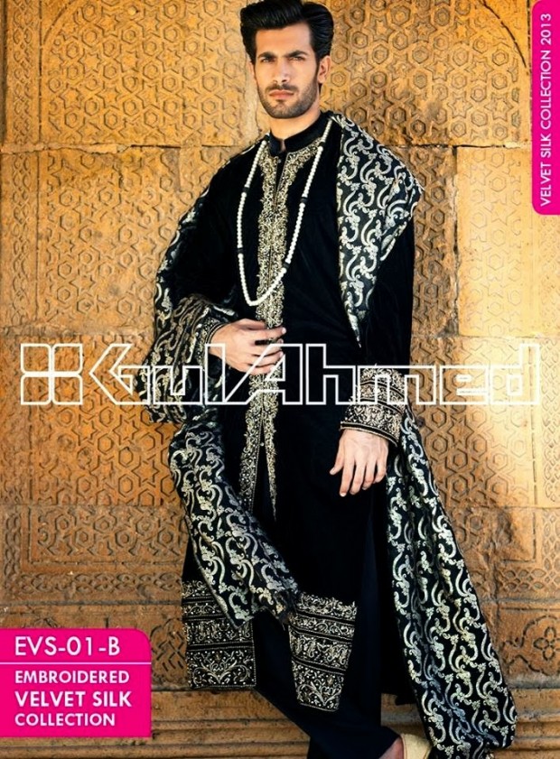Mens-Women-Wear-Beautiful-Embroidered-Silk-Velvet-Long-Coats-by-Gul-Ahmed-New-Fashion-13