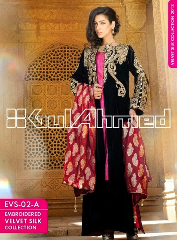 Mens-Women-Wear-Beautiful-Embroidered-Silk-Velvet-Long-Coats-by-Gul-Ahmed-New-Fashion-5