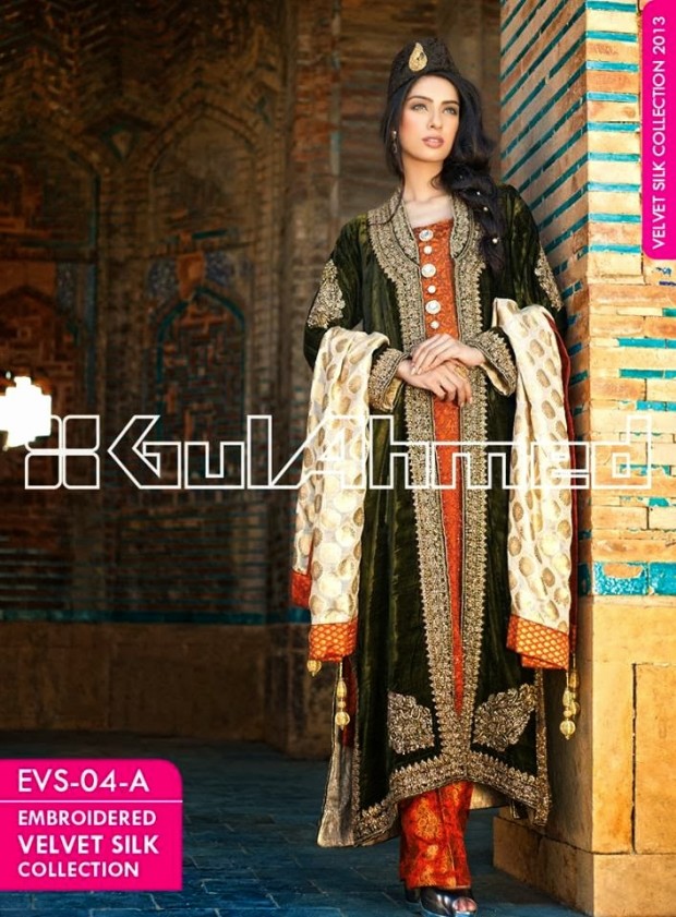 Mens-Women-Wear-Beautiful-Embroidered-Silk-Velvet-Long-Coats-by-Gul-Ahmed-New-Fashion-7