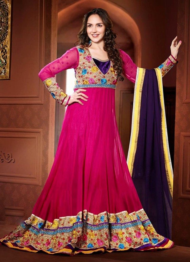 Girls-Wear-New-Fashion-Esha-Deol-Anarkali-Frock-Suits-Churidar-Salwar-Kamiz-Dress-8