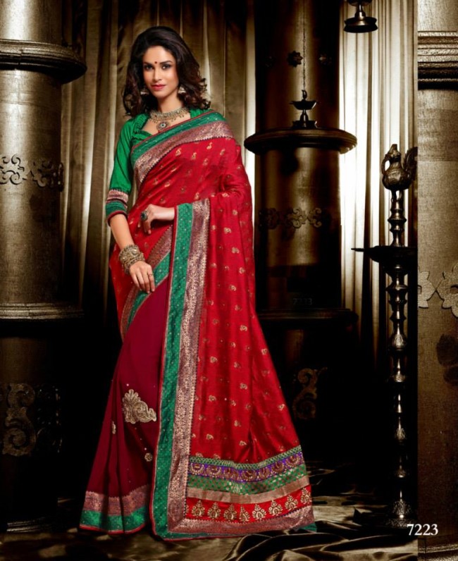 Wedding-Bridals-Indian-Printed-Colorful-Garnet-Red-Sarees-New-Fashion-Sari-Dress-for-Girls-Women-13