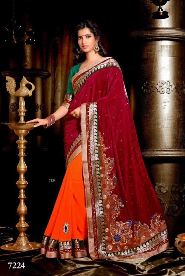 Wedding-Bridals-Indian-Printed-Colorful-Garnet-Red-Sarees-New-Fashion-Sari-Dress-for-Girls-Women-17