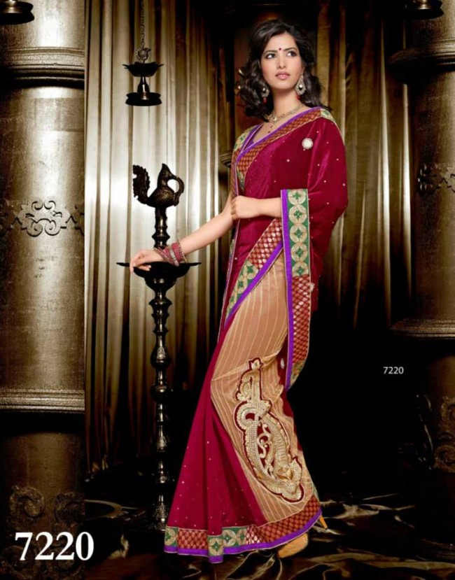 Wedding-Bridals-Indian-Printed-Colorful-Garnet-Red-Sarees-New-Fashion-Sari-Dress-for-Girls-Women-2