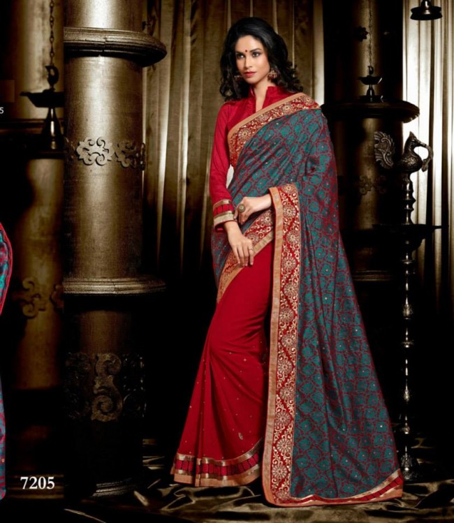 Wedding-Bridals-Indian-Printed-Colorful-Garnet-Red-Sarees-New-Fashion-Sari-Dress-for-Girls-Women-3