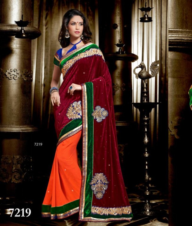 Wedding-Bridals-Indian-Printed-Colorful-Garnet-Red-Sarees-New-Fashion-Sari-Dress-for-Girls-Women-4