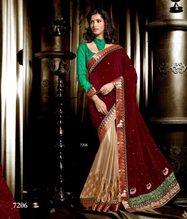 Wedding-Bridals-Indian-Printed-Colorful-Garnet-Red-Sarees-New-Fashion-Sari-Dress-for-Girls-Women-5