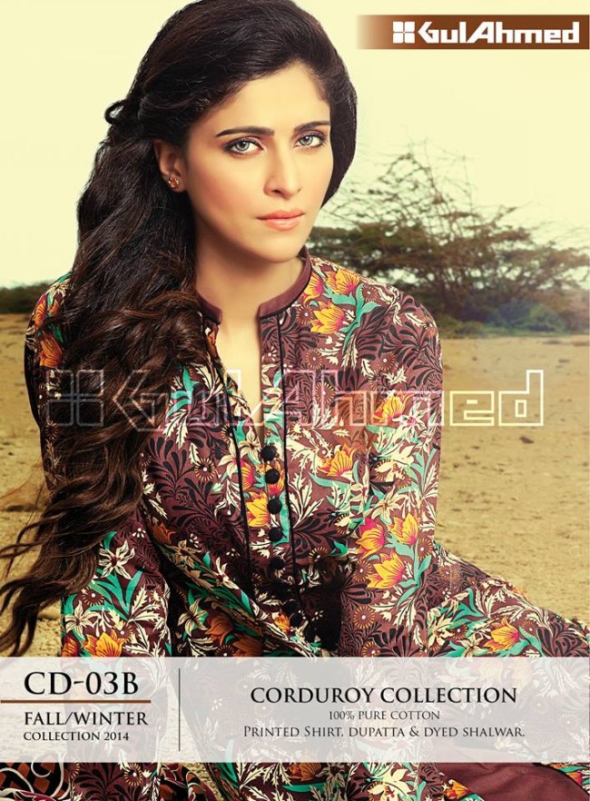 Gul Ahmed Corduory New Latest Fashion Winter-Autumn Cotton Girls Wear Dress-3