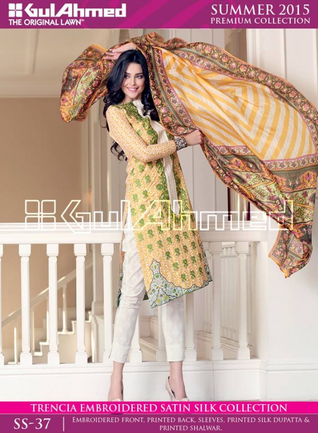 Gul Ahmed Summer-Spring Wear Trencia Satin Silk Premium Dress for Girls-4