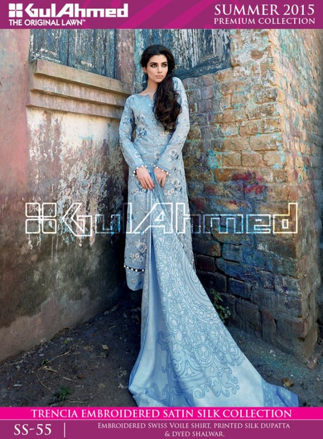Gul Ahmed Summer-Spring Wear Trencia Satin Silk Premium Dress for Girls-7