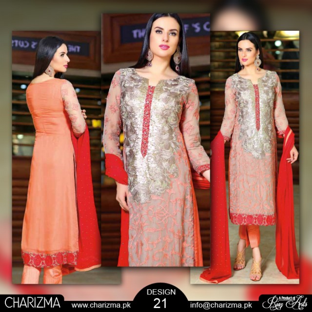 Charizma Luxury Chiffon Eid Wear Fancy Dress for Girls-Women-10
