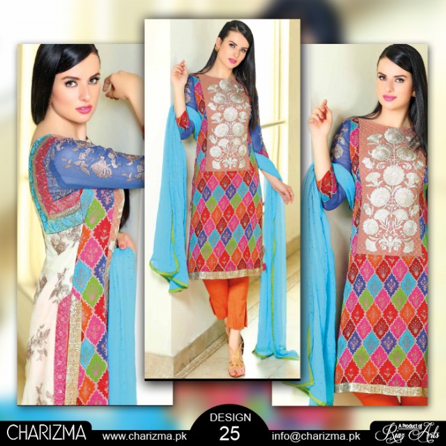 Charizma Luxury Chiffon Eid Wear Fancy Dress for Girls-Women-8