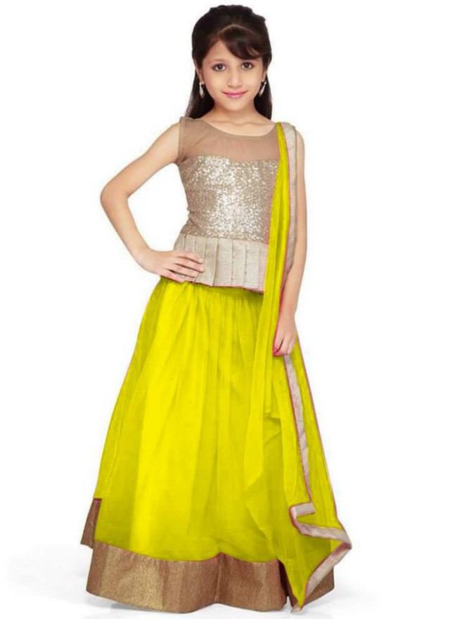 Kids-Child-Baby Girls Wear Lehenga-Choli-Sharara Dress Design Catalogue for Eid Festive-4