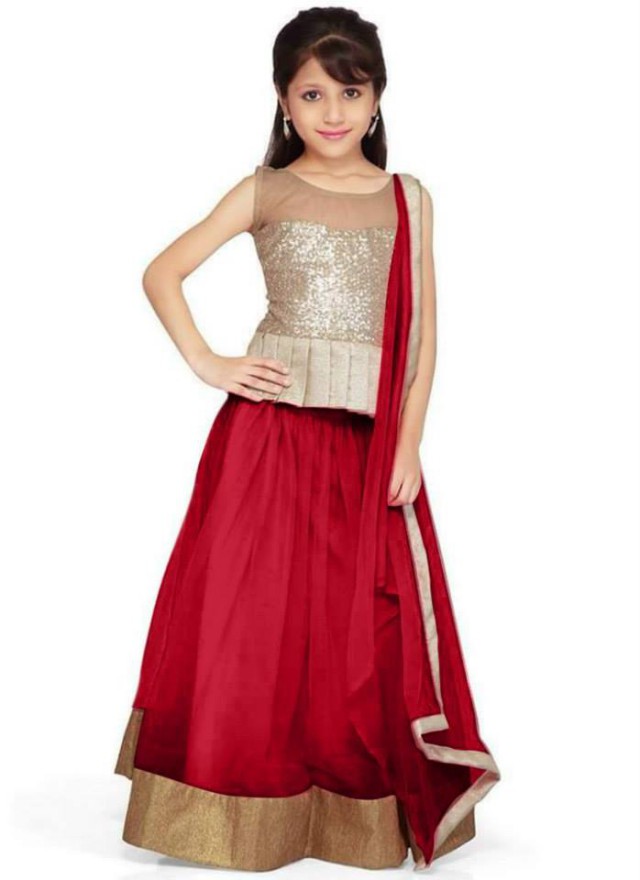 Kids-Child-Baby Girls Wear Lehenga-Choli-Sharara Dress Design Catalogue for Eid Festive-
