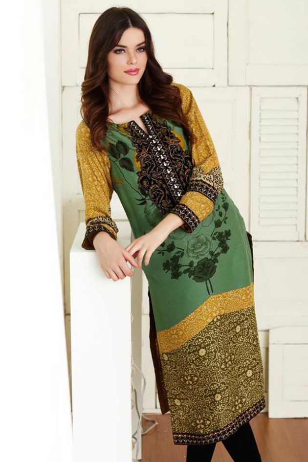 Gul Ahmed New Fashionable Stylish Winter Wear Dress for Girls-Women-5